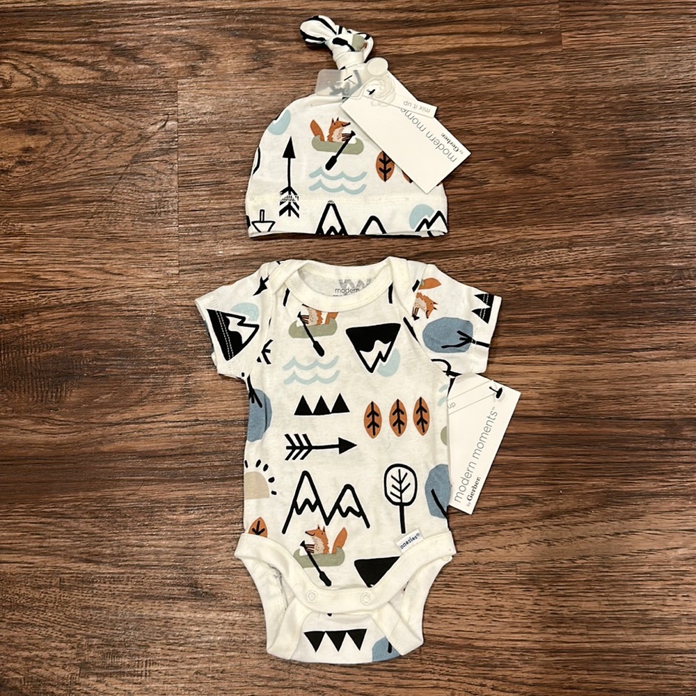 Newborn Onesie and Matching Hat